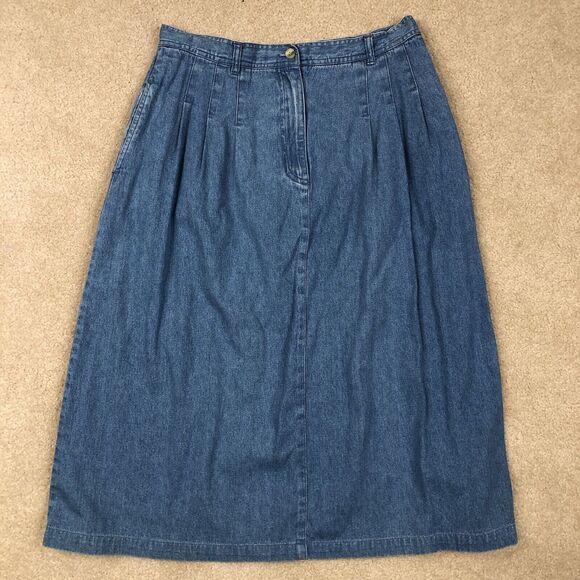 Vintage Women’s Truly Yours Jean Skirt Size 16 A Frame Midi Pleated‎ 1990's - Picture 1 of 8